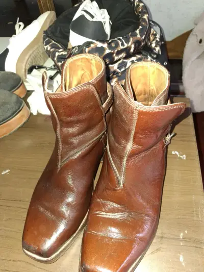 Botines de cuero marrón - miniatura 1