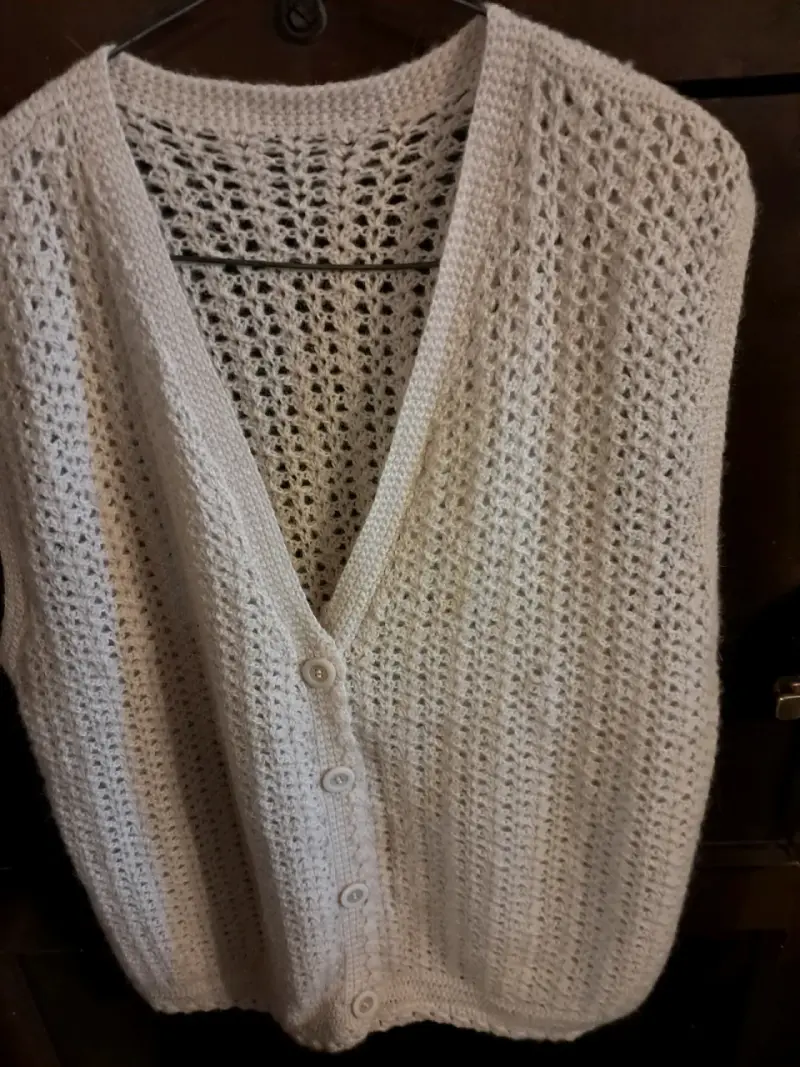 Chaleco lana alpaca tejido blanco invierno xxl - 1