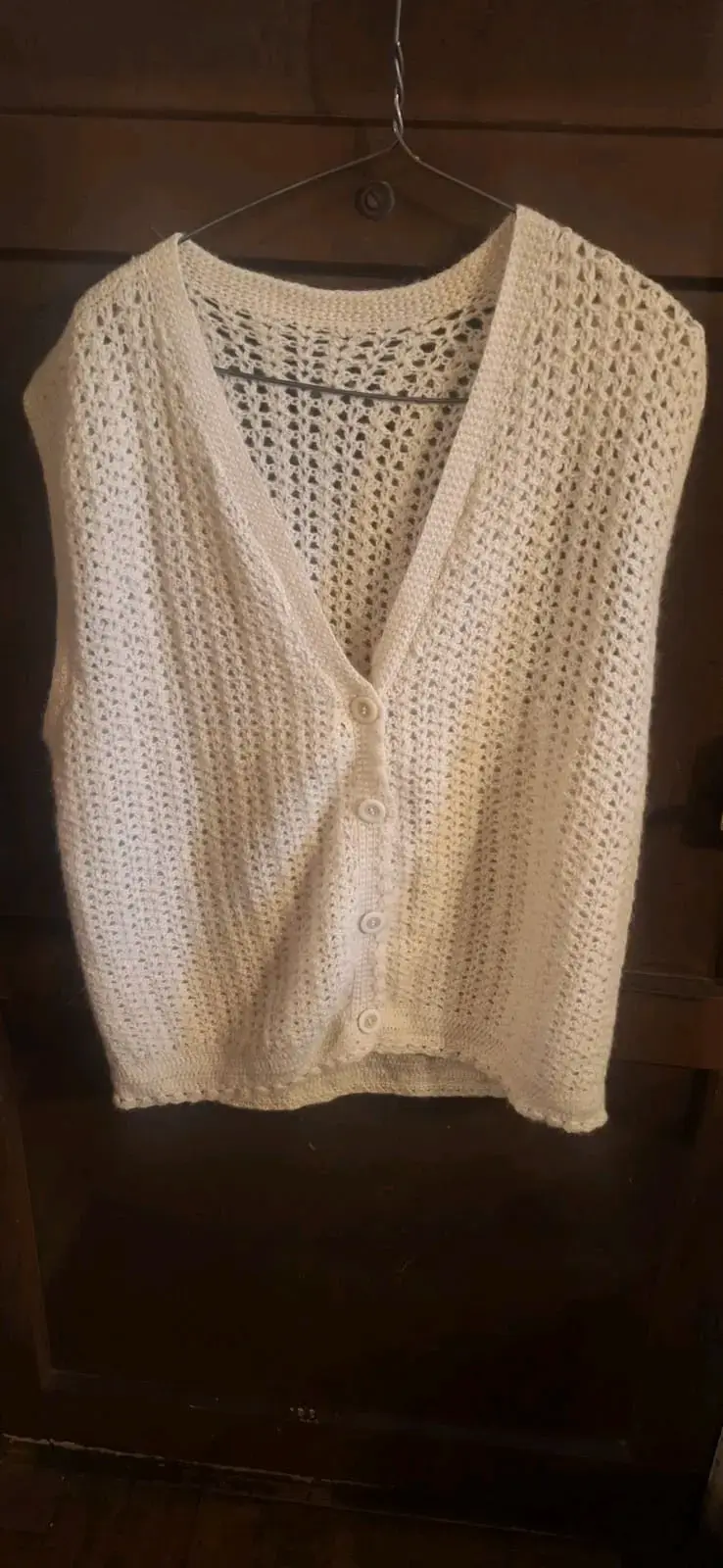 Chaleco lana alpaca tejido blanco invierno xxl - 4