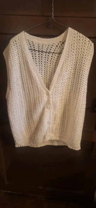 Chaleco lana alpaca   tejido blanco invierno xxl - miniatura 4