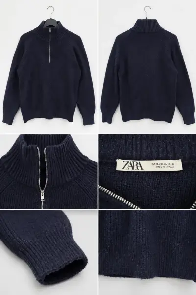 Suéter azul con cierre Zara - miniatura 1