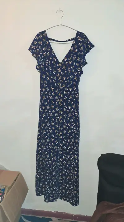 Vestido largo floral azul - miniatura 1