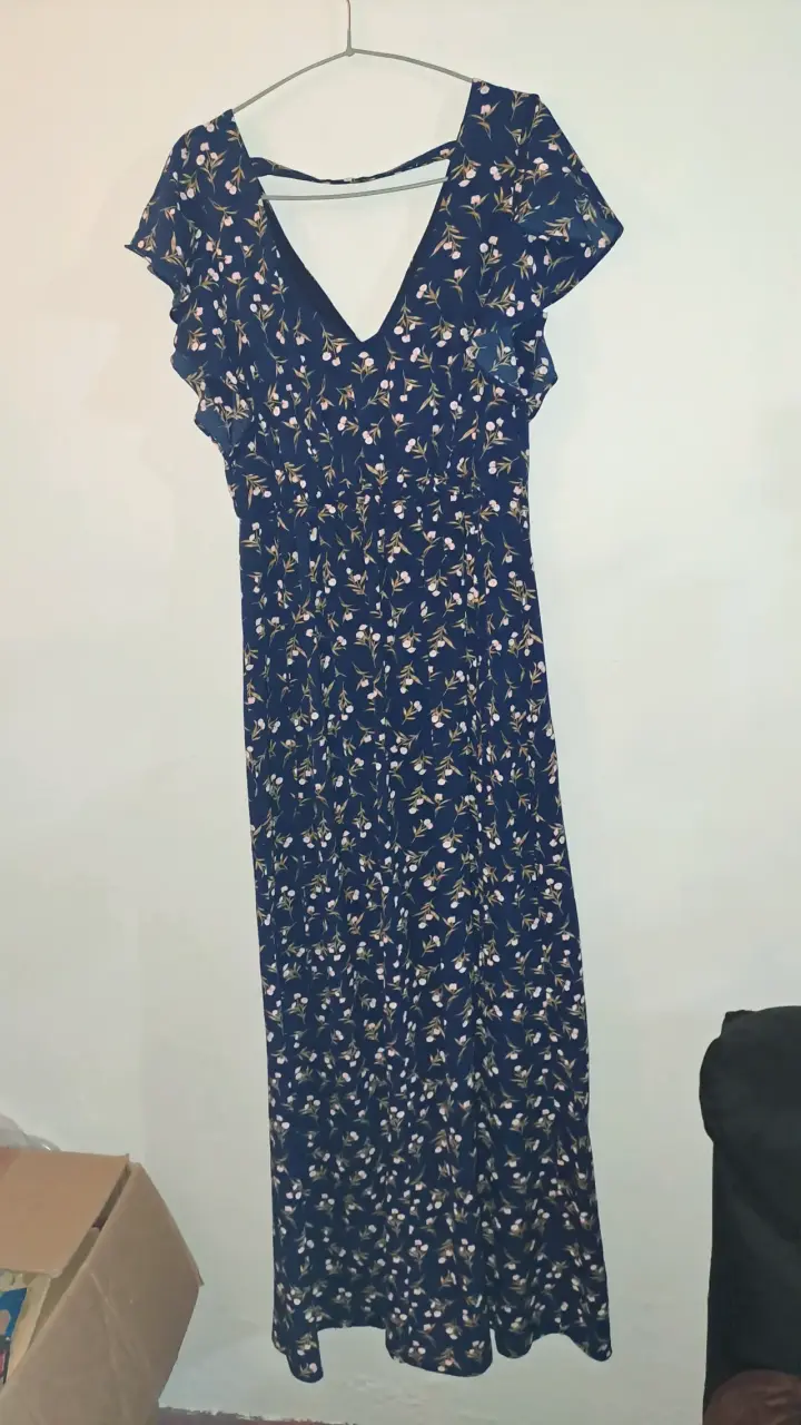 Vestido largo floral azul - 2