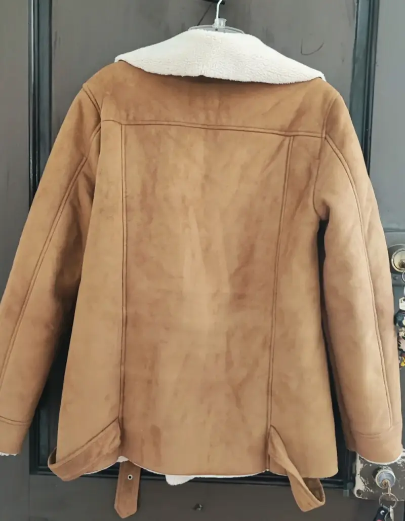 Chaqueta de cuero sintético café - 4