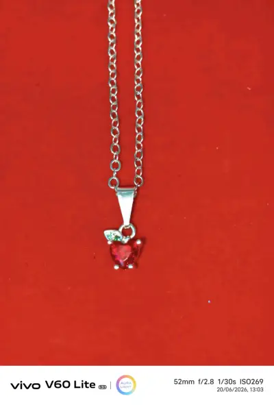 Collar de plata 925 con colgante rojo - miniatura 4