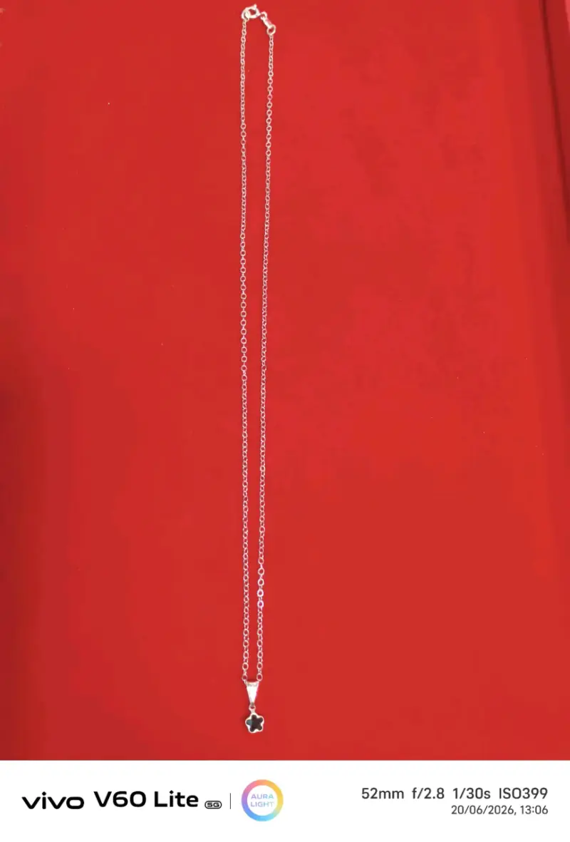 Collar con dije de flor, plata 925 - 1