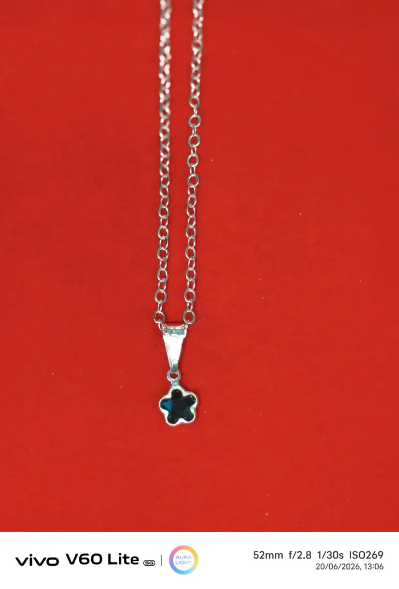 Collar con dije de flor, plata 925 - 3