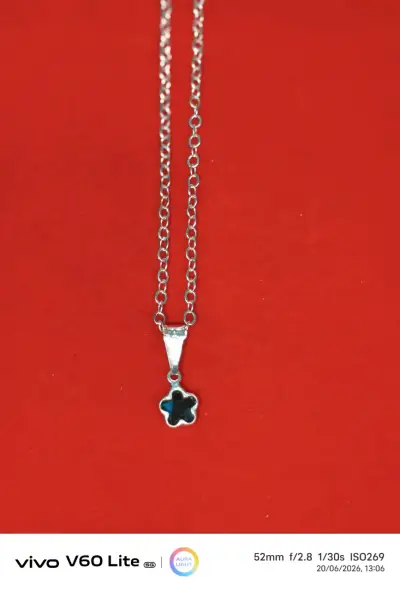 Collar con dije de flor, plata 925 - miniatura 3