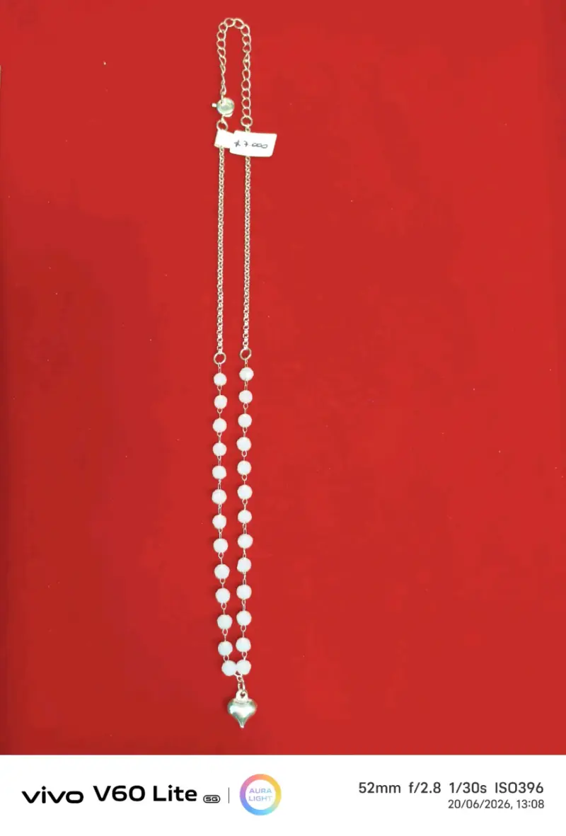 Collar largo con perlas y corazón, plata 925 - 1