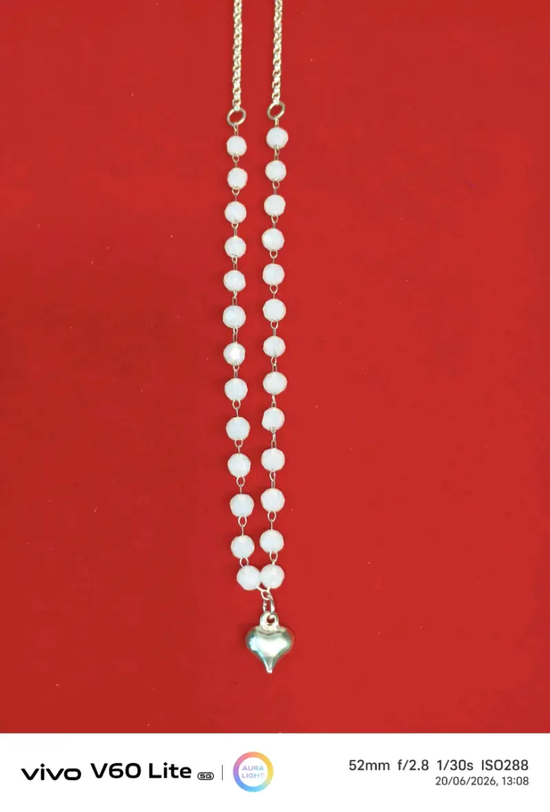 Collar largo con perlas y corazón, plata 925 - 2