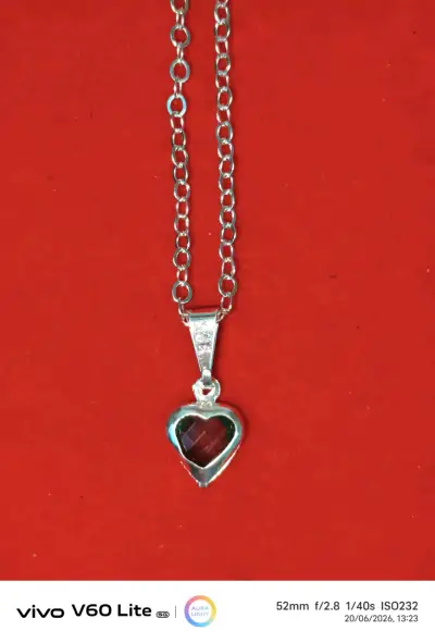 Collar de cadena con dije de corazón, plata 925 - miniatura 2