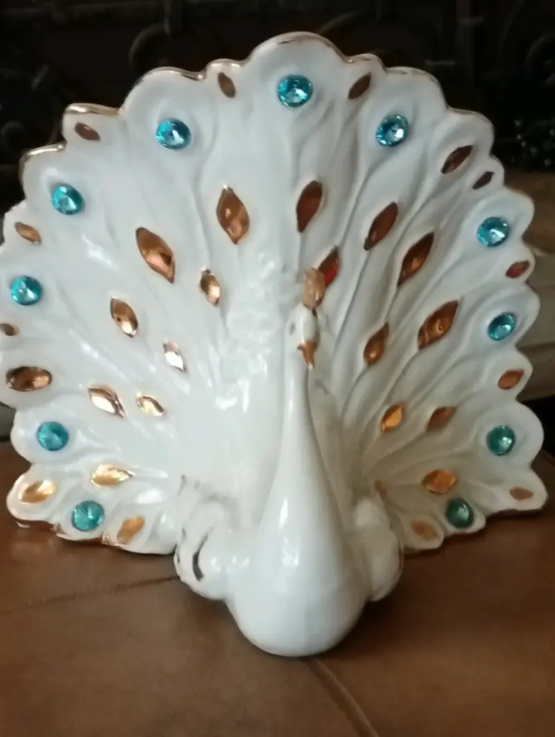 Adorno pavo real cerámico
