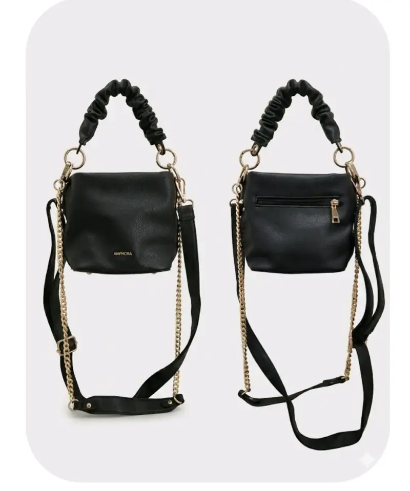 Cartera negra de cuero sintético