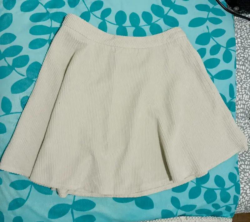 Falda beige acanalada - 1