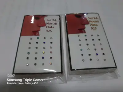 Set de 24 piercings nasales de plata 925 - miniatura 1