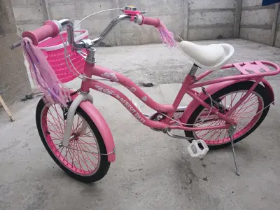Bicicleta infantil rosa con canasto - miniatura 1