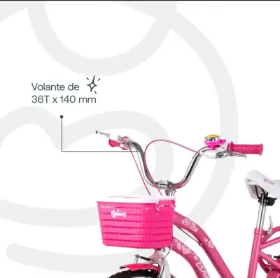 Bicicleta infantil rosa con canasto - miniatura 3