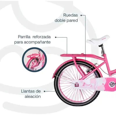 Bicicleta infantil rosa con canasto - miniatura 5