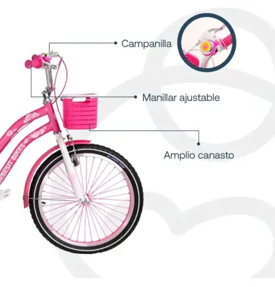 Bicicleta infantil rosa con canasto - miniatura 6