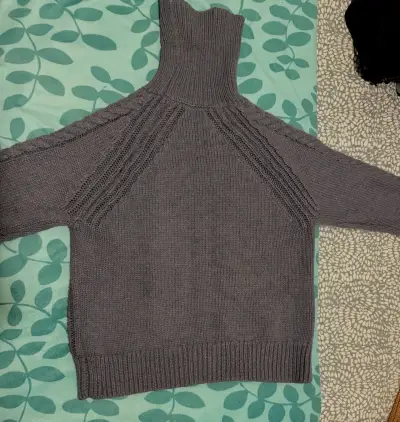 Suéter azul sybilla trenzado de cuello alto - miniatura 4