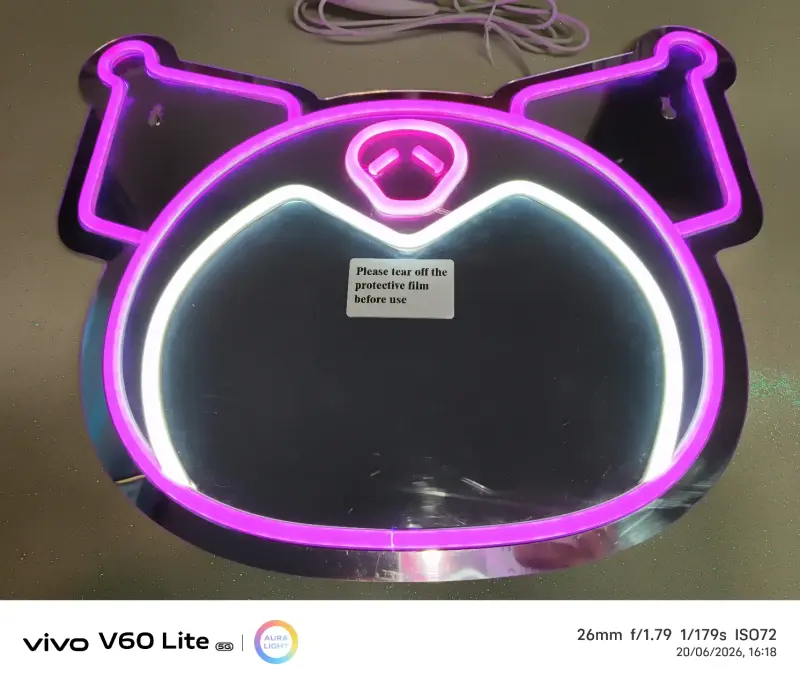 Espejo Kuromi Luz LED decorativa rosa - 1