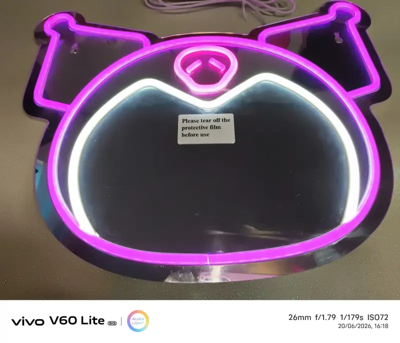 Espejo Kuromi Luz LED decorativa rosa - 2