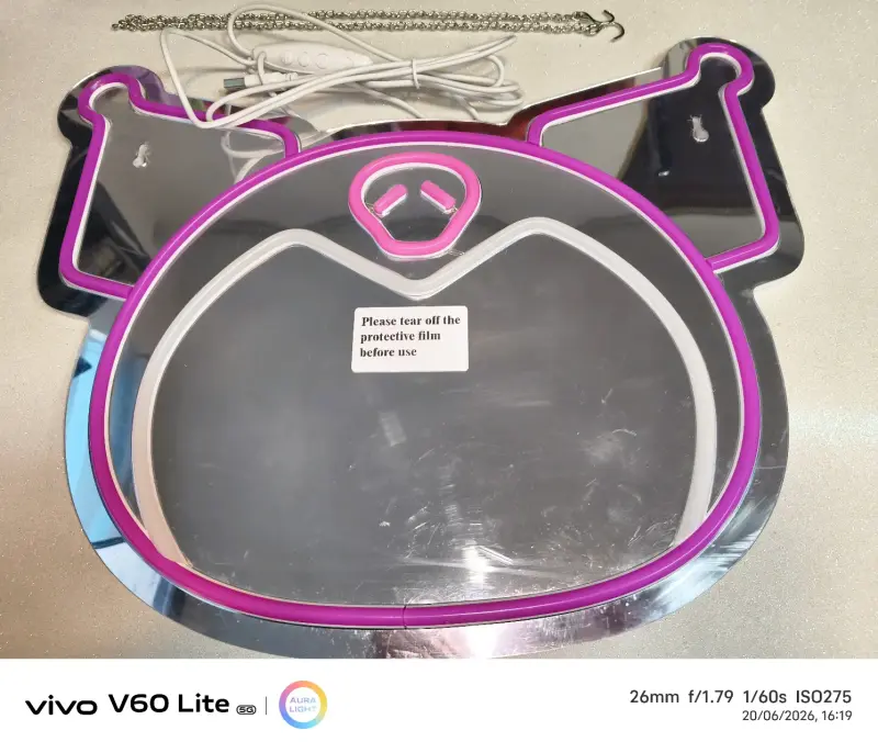 Espejo Kuromi Luz LED decorativa rosa - 3