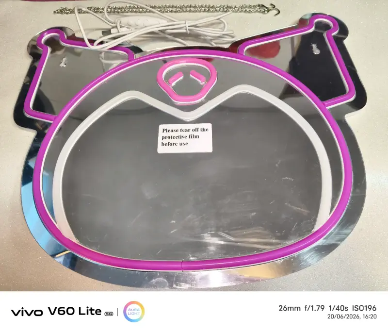 Espejo Kuromi Luz LED decorativa rosa - 5