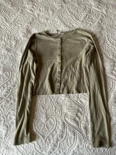 Cardigan verde oliva de botones - miniatura 1