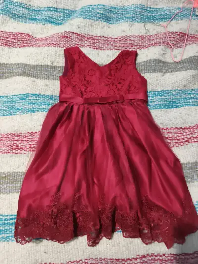 Vestido niña de gala color rojo talla 3 - miniatura 1