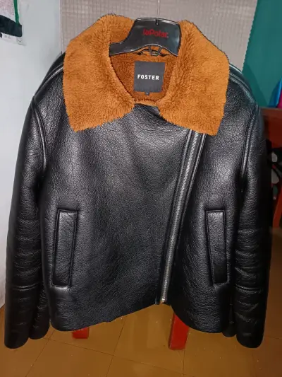 Chaqueta de cuero Foster negra - miniatura 1