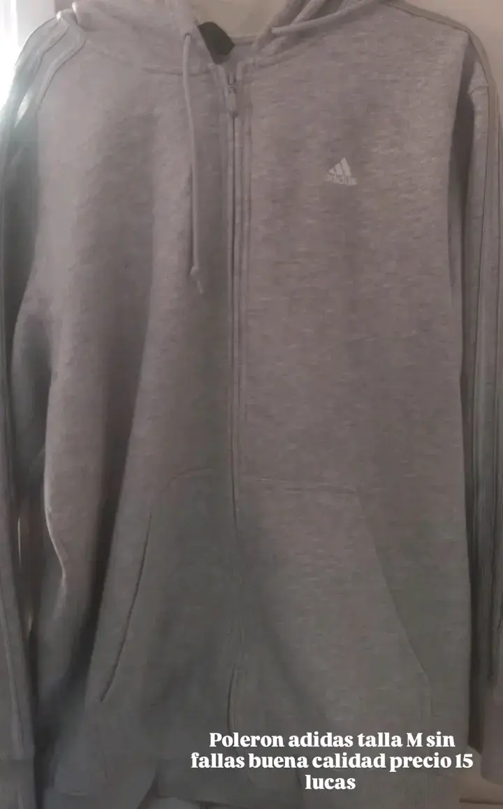 Polerón Adidas gris con capucha