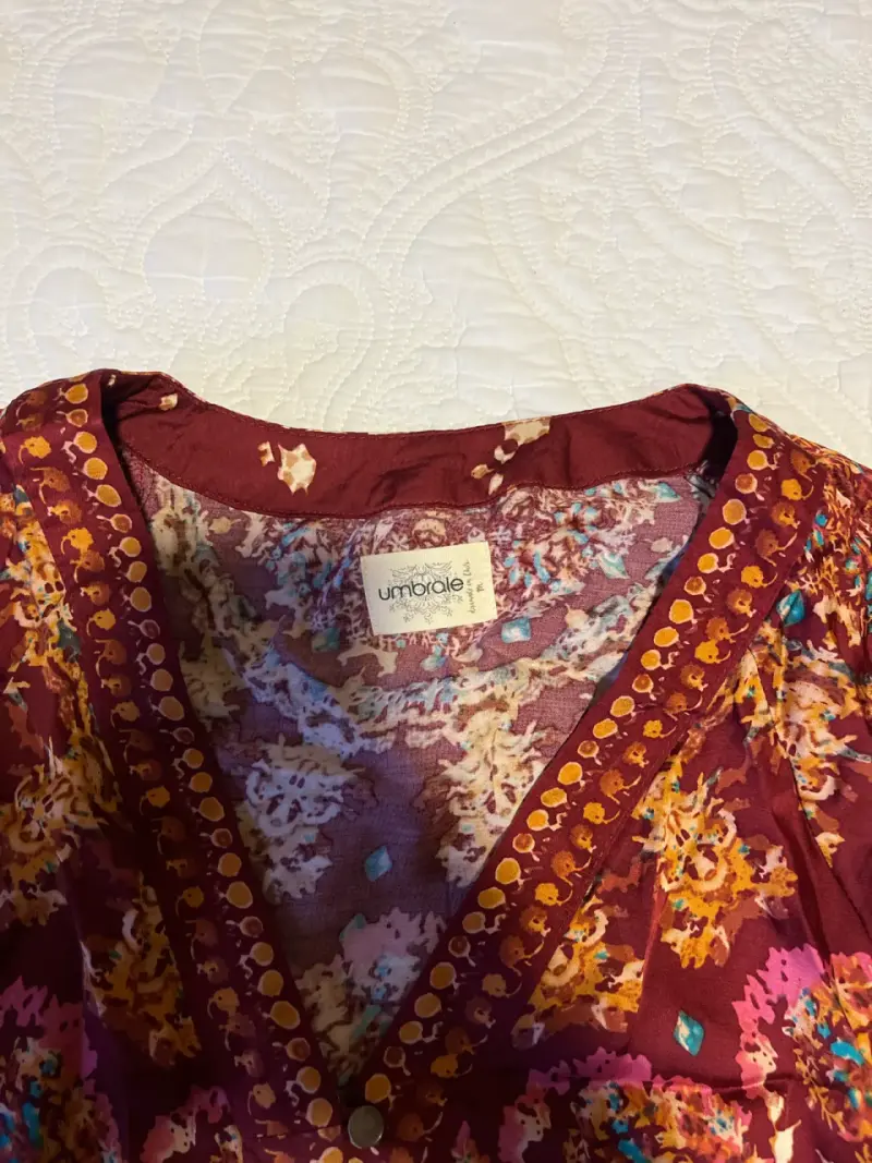 Blusa floral bohemia burdeos - 2