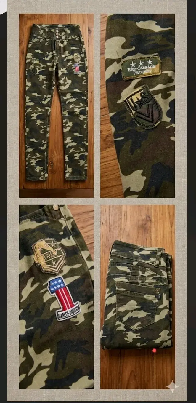 Jeans camuflados con parches