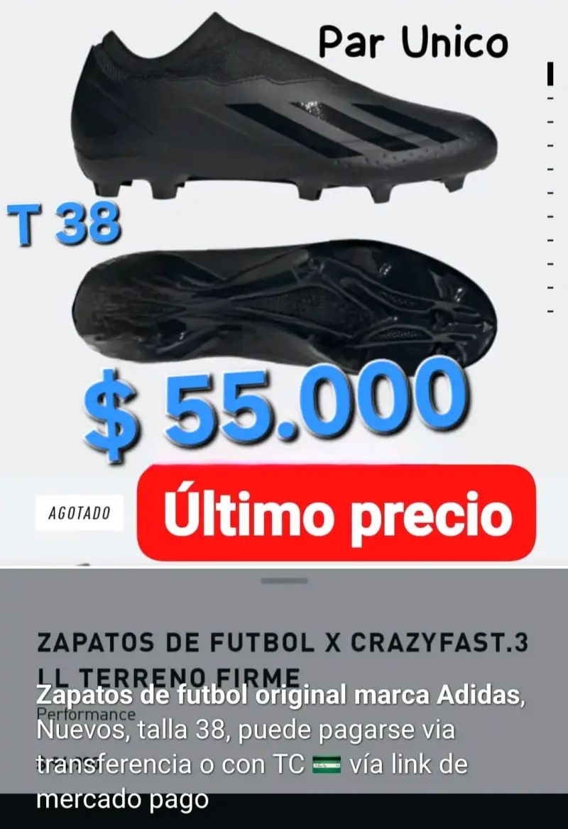 Zapatos de fútbol Adidas nuevos