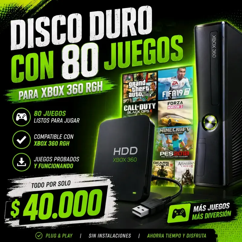 Disco duro con 80 juegos Xbox 360 - 1