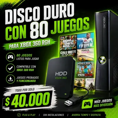 Disco duro con 80 juegos Xbox 360 - miniatura 1
