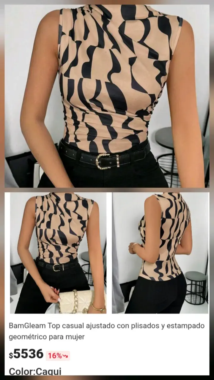 Top ajustado con estampado geométrico