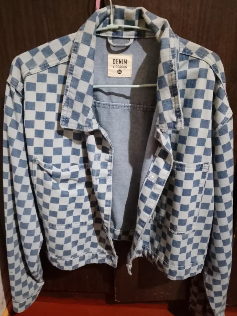 Chaqueta mezclilla a cuadros