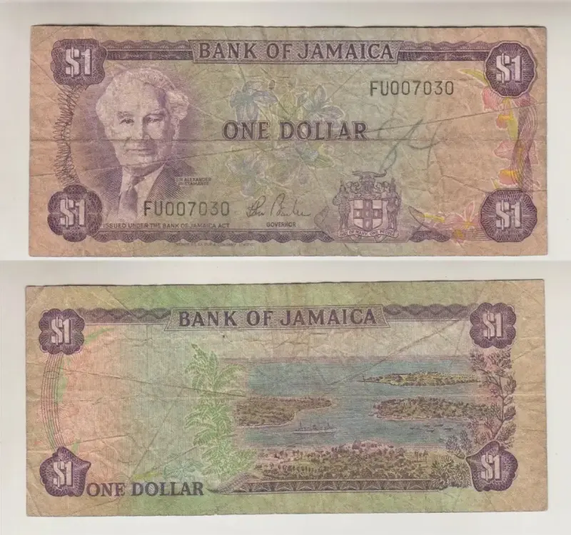 Billete Jamaica 1 Dólar 1980´s Pk64 Horace George