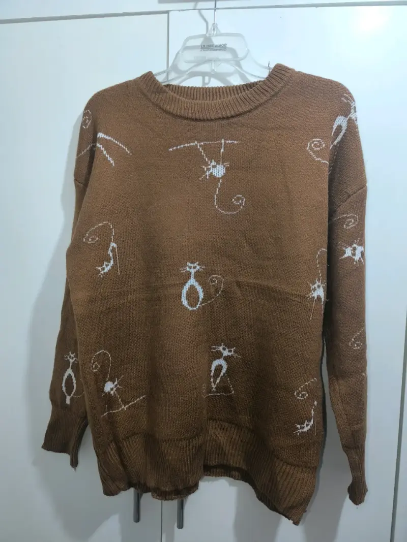 Suéter marrón con diseño - 1