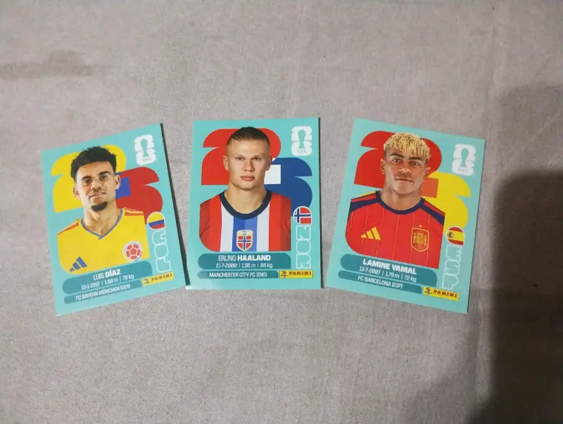 Laminas del mundial de Luis díaz, haaland y lamine