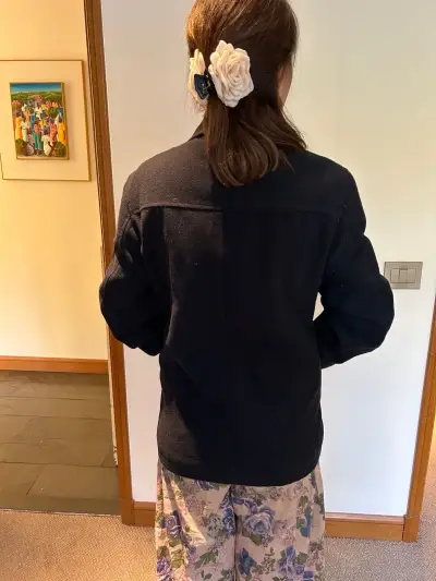 Abrigo negro de lana con botones M - miniatura 3