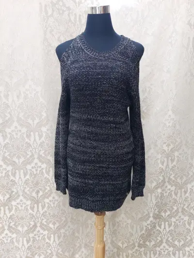 Sweater gris de punto largo - miniatura 1