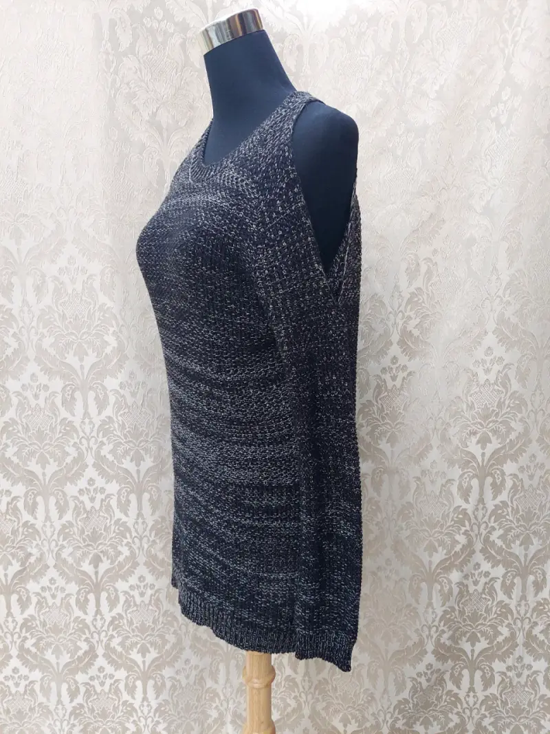 Sweater gris de punto largo - 2