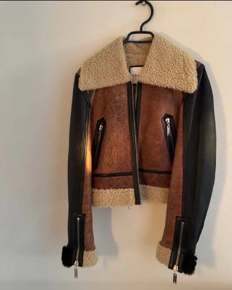 Chaqueta cuero marrón Boken - 1