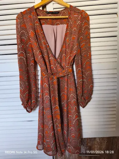 Vestido estampado naranjo Marca ZARA - miniatura 1