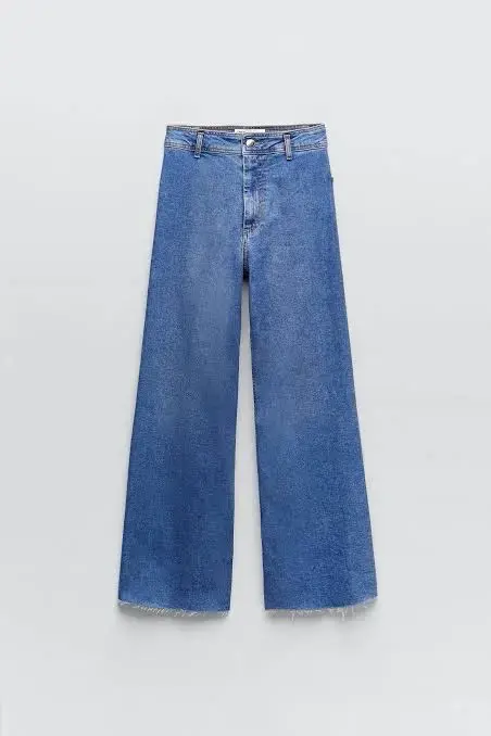 Jeans zara anchos azul - 5