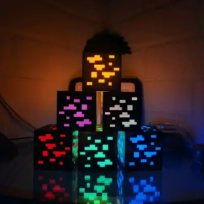 Lámpara cubo LED multicolores - miniatura 1