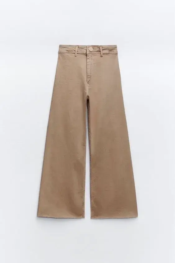 Pantalones zara beige anchos talla 40 - 1